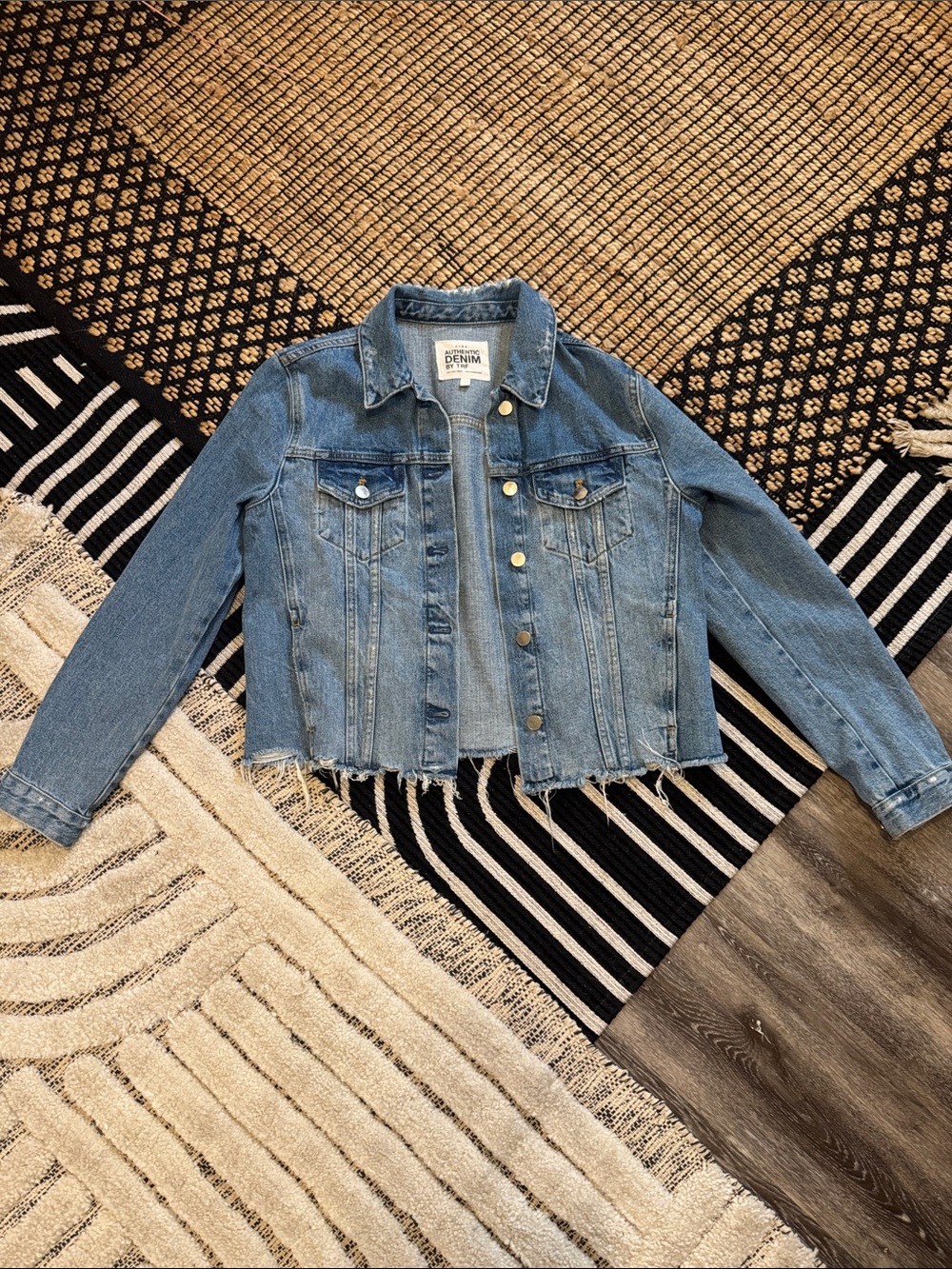 Zara Light Blue Jean Jacket with Frayed Hem - Kids